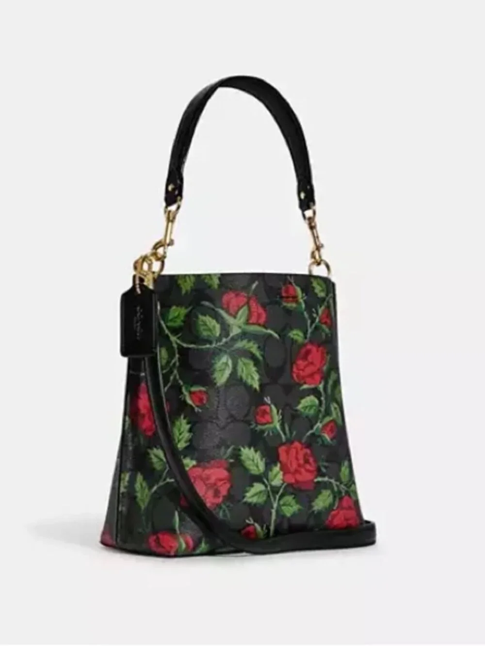 LIKENEW COACH Mollie Bucket Bag & Mini Skinny ID Signature Canvas Fairytale Rose